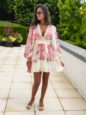 Robe à motifs Hanna - Beige/Rose