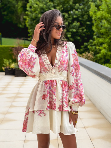 Robe à motifs Hanna - Beige/Rose