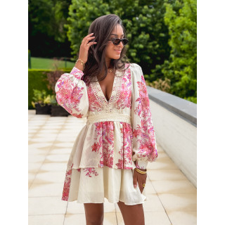 Robe à motifs Hanna - Beige/Rose