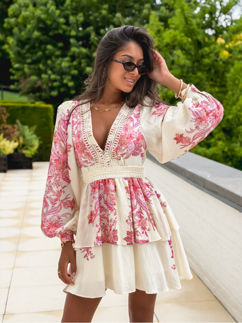 Robe à motifs Hanna - Beige/Rose