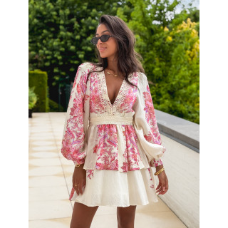 Robe à motifs Hanna - Beige/Rose