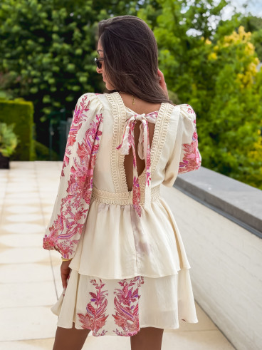 Robe à motifs Hanna - Beige/Rose