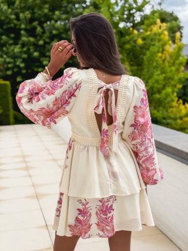 Robe à motifs Hanna - Beige/Rose