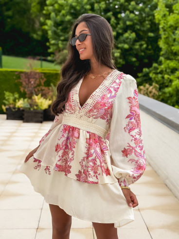 Robe à motifs Hanna - Beige/Rose