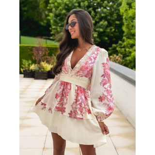 Robe à motifs Hanna - Beige/Rose