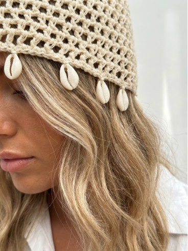 Bonnet en crochet Mahaut - Ecru