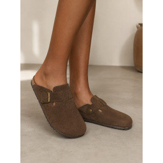 Mules Helda en cuir - Chocolat