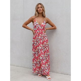 Robe longue à motifs Vanessa - Rouge