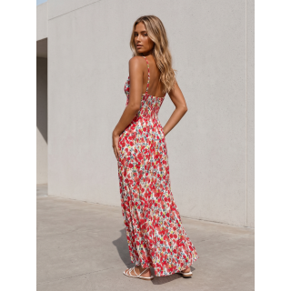 Robe longue à motifs Vanessa - Rouge