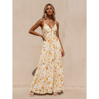 Robe longue à motifs Elzoria - Jaune