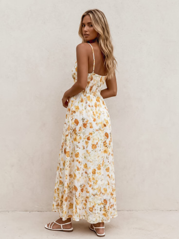 Robe longue à motifs Elzoria - Jaune
