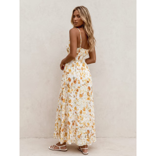 Robe longue à motifs Elzoria - Jaune