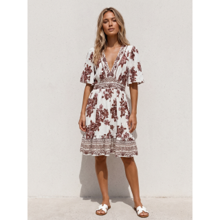 Robe courte Suzanna - Blanc/Chocolat