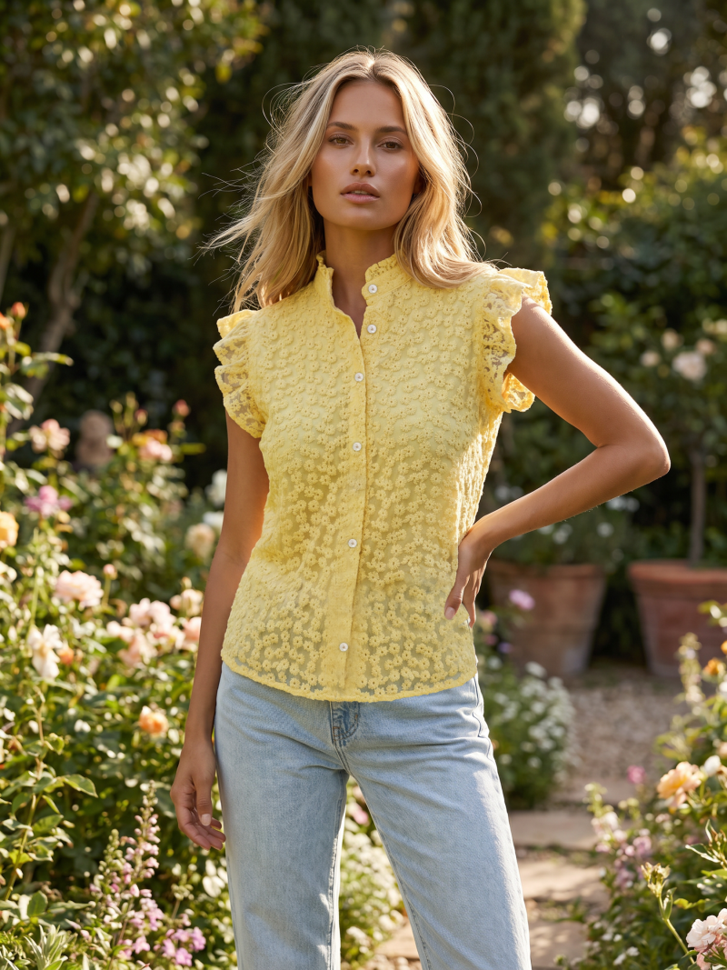 Blouse à motifs Abigail - Jaune