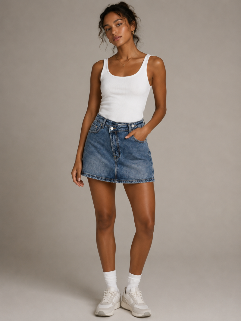 Jupe short en jeans Nelly - Bleu