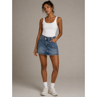Jupe short en jeans Nelly - Bleu