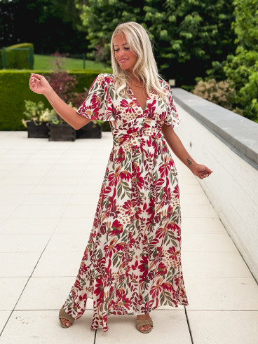Robe à motifs Mazelina - Ecru