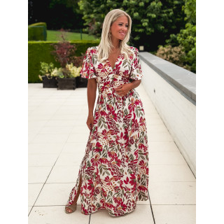 Robe à motifs Mazelina - Ecru