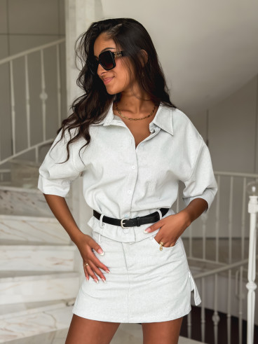 Jupe courte en jeans Gloria - Gris clair