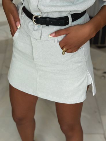 Jupe courte en jeans Gloria - Gris clair