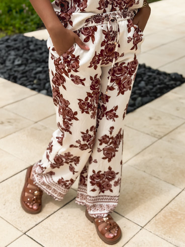 Pantalon Suzanna - Blanc/Chocolat