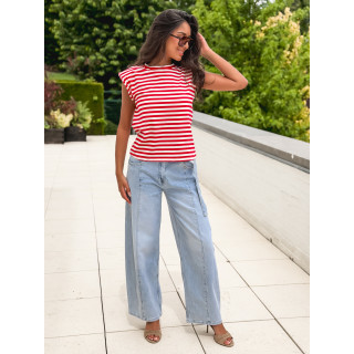 T-shirt ligné Silya - Rouge/Blanc