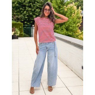 T-shirt ligné Silya - Rouge/Blanc