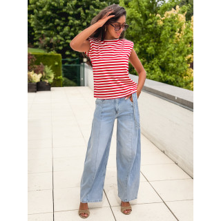 T-shirt ligné Silya - Rouge/Blanc