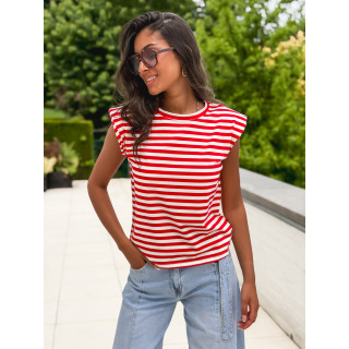 T-shirt ligné Silya - Rouge/Blanc