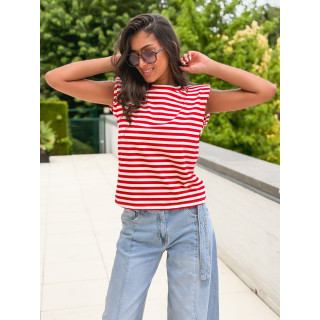 T-shirt ligné Silya - Rouge/Blanc