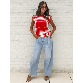 T-shirt ligné Silya - Rouge/Blanc