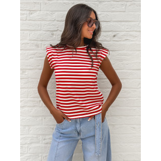T-shirt ligné Silya - Rouge/Blanc