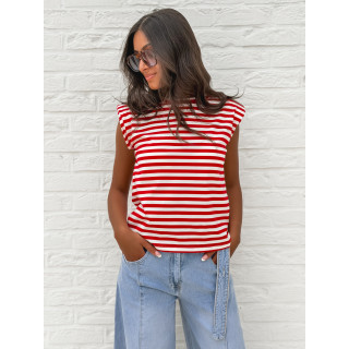 T-shirt ligné Silya - Rouge/Blanc