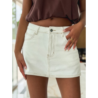 Mini jupe en jeans Alanéa - Ecru
