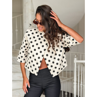 Blazer court à pois Salerna - Beige/Noir