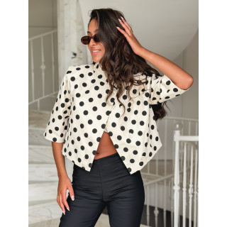 Blazer court à pois Salerna - Beige/Noir