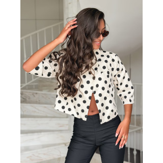 Blazer court à pois Salerna - Beige/Noir