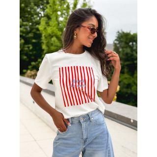 T-shirt "Bord de mer" - Blanc/Rouge