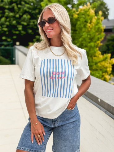 T-shirt "Bord de mer" - Blanc/Bleu