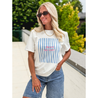 T-shirt "Bord de mer" - Blanc/Bleu