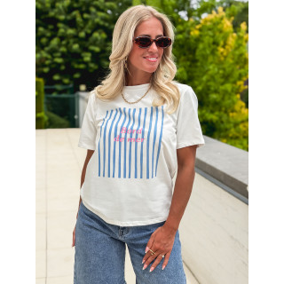 T-shirt "Bord de mer" - Blanc/Bleu