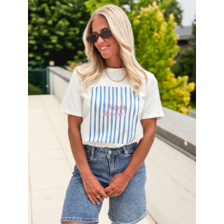 T-shirt "Bord de mer" - Blanc/Bleu