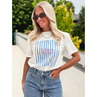 T-shirt "Bord de mer" - Blanc/Bleu