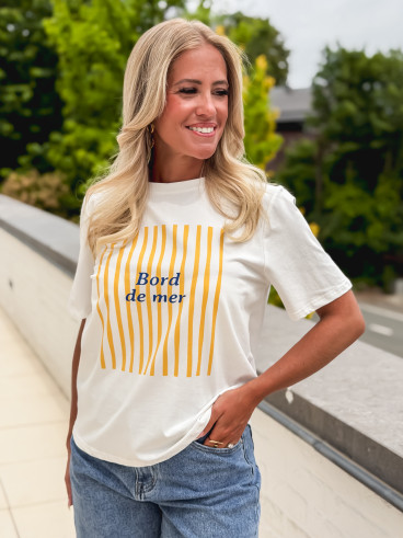 T-shirt "Bord de mer" - Blanc/Jaune