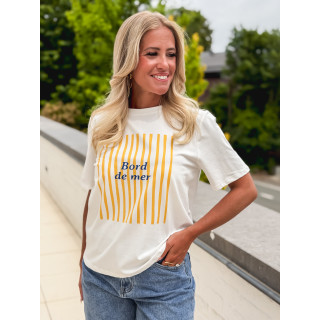 T-shirt "Bord de mer" - Blanc/Jaune