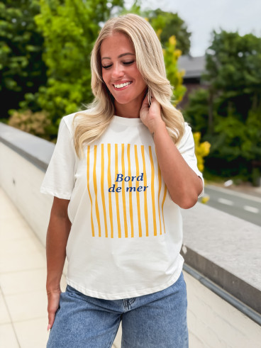 T-shirt "Bord de mer" - Blanc/Jaune