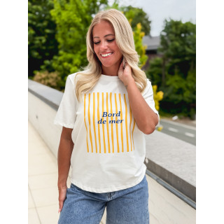 T-shirt "Bord de mer" - Blanc/Jaune