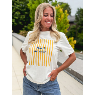T-shirt "Bord de mer" - Blanc/Jaune