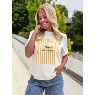 T-shirt "Bord de mer" - Blanc/Jaune