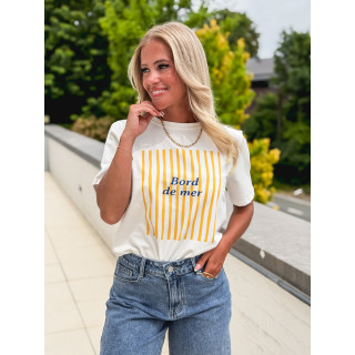 T-shirt "Bord de mer" - Blanc/Jaune